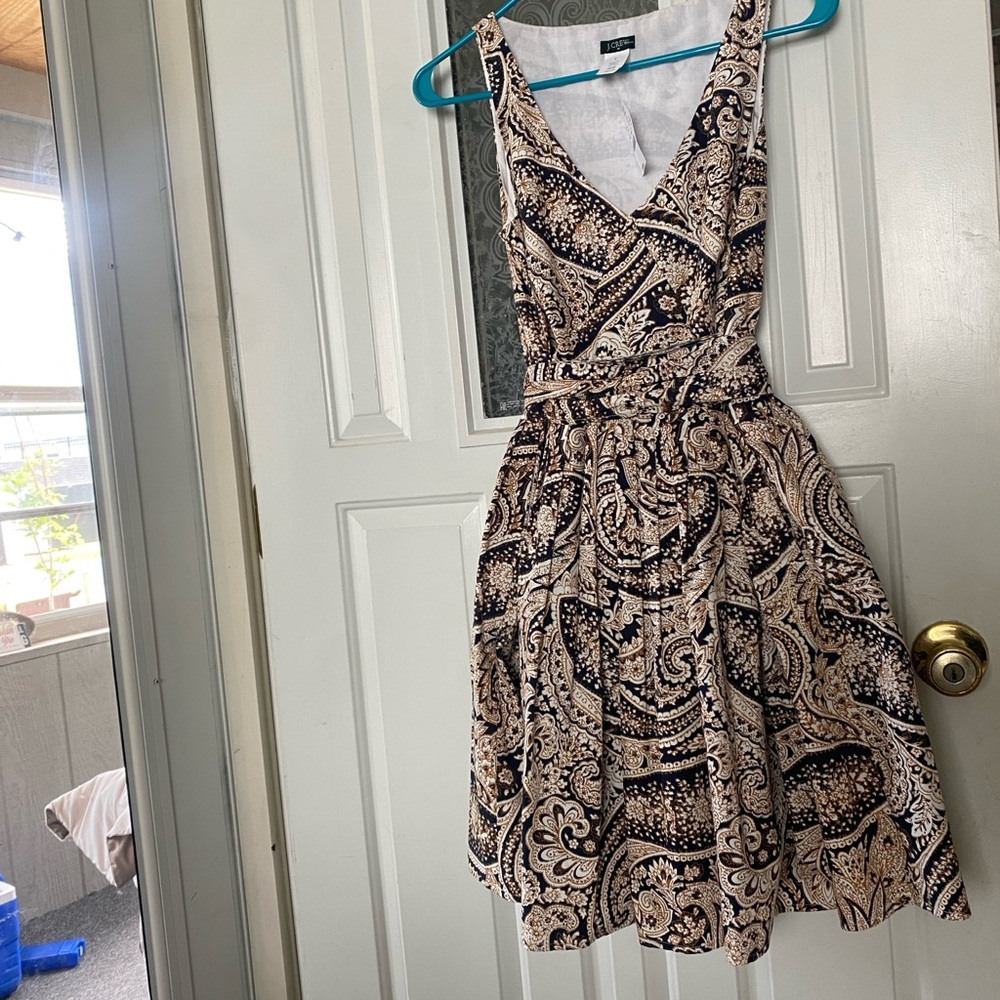 J. Crew Cream and Black Paisley Mini Dress